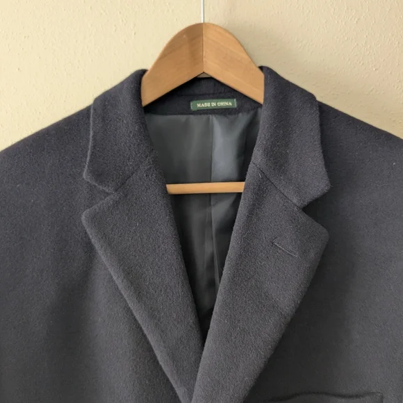 Lauren Ralph Lauren Men's Black Overcoat Coat Cashmere And Wool 100% 38R Mens - Picture 4 of 11